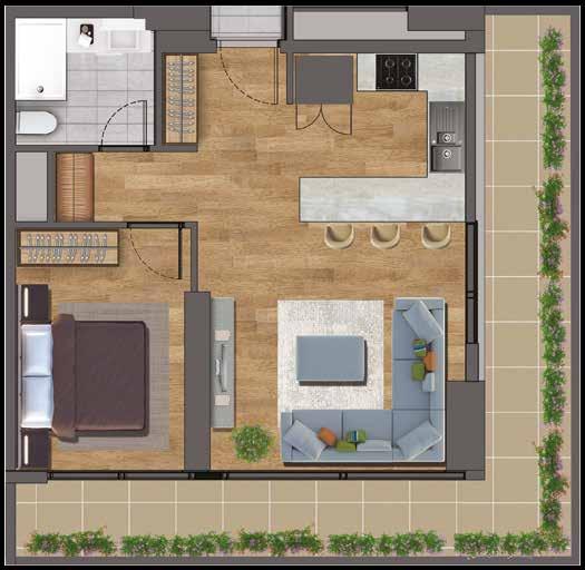 1+1 Tip C Brüt : 99,59 m 2 Salon + Mutfak 27,25 m 2 EB.