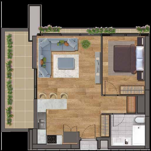 Balkon-2 2,09 m 2 Toplam 61,58 m 2 1+1 Type C Gross : 99,59 m 2 Living Room +