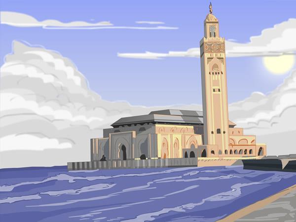 Hasan Cami Fas Fas ın Kazablanka şehrindedir. Atlas okyanusunda deniz kıyısının doldurulması ile elde edilen bir alan üzerine inşa edilmiştir.