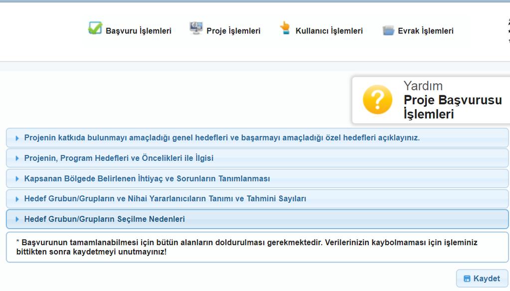 BAŞVURU FORMU KAYS-PFD YE PROJE TEKLİF