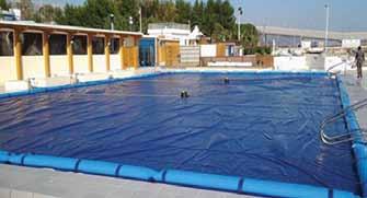 Havuz Örtüleri / Pool Covers WINTER COVER WITH TUBULARS Excellent tearing resistance. Double edge in polyethylene, with 4 eyelets at the corners and belts to insert tubulars.