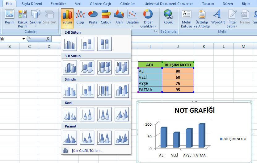 EXCEL DE FORMÜLLER VE FONKSİYONLAR Excel programı mantıksal ve aritmetiksel işlemler yapabilir. Bunun için Excel de formüller kullan ılır. Formüller = işareti ile başlar.