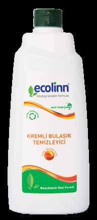 6033 Ecolinn Ecosoft Kremli Bulaşık Temizleyici 1000 ml Ecolinn Ecosoft Kremli Bulaşık Temizleyici, doğada hızla çözülebilme özelliği sayesinde sıradan bulaşık deterjanlarının aksine doğaya ve tüm