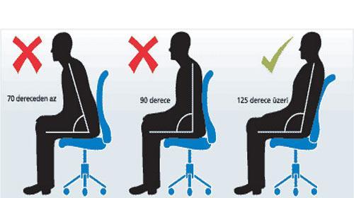 Doğru Oturma Postürü-3 Sırt Pozisyonu X-Ray kullanarak yapılan çalışmalarda farklı vücut pozisyonlarında omurganın şekli