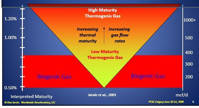 Bir şeyl kaynak kayasının gaz türetme potansiyeli olgunlaşma %R0 1.