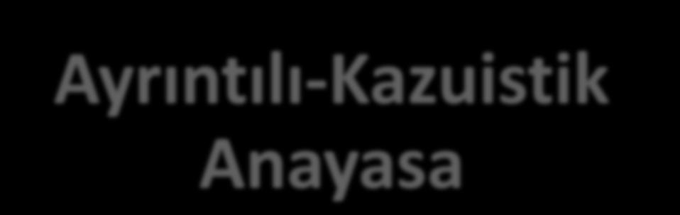 Çerçeve Anayasa Ayrıntılı (Kazuistik) Anayasa Anayasalar, ele aldıkları konuları ne ölçüde ayrıntıya inerek düzenledikleri dikkate