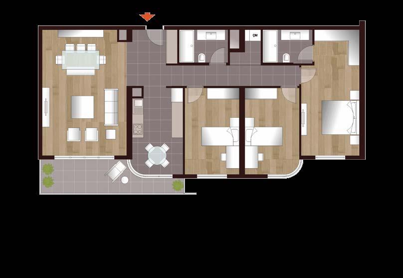 85 m 2 Y. Odası 2 : 12.70 m 2 Çamaşır Odası : 2.00 m 2 Banyo 1 : 4.40 m 2 Banyo 2 : 4.30 m 2 : 7.60 m 2 Koridor : 7.