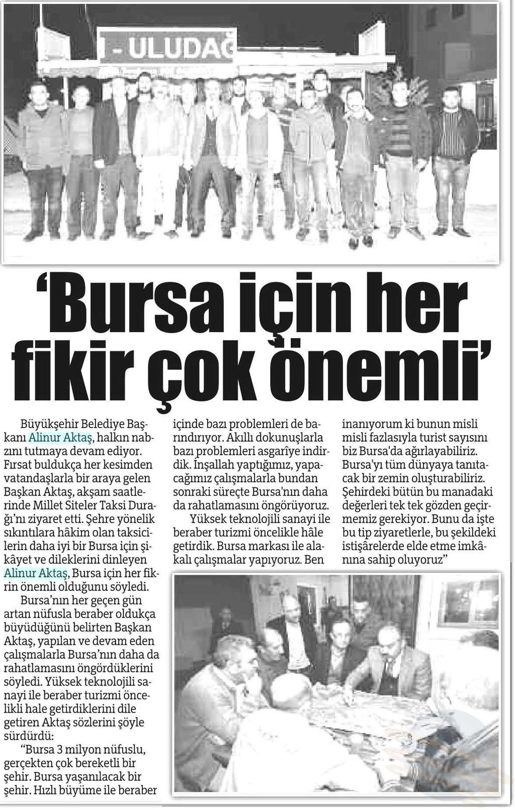 BURSADA HER FIKIR ÖNEMLI Yayın Adı : Bursa'da