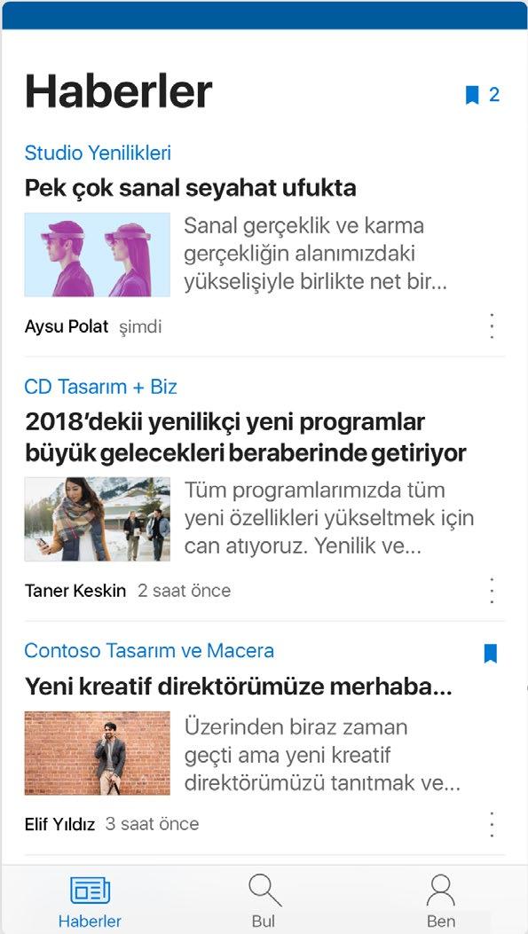 Ekip siteleri, iletişim siteleri ve haber gönderilerinizin Kişiselleştirilmiş