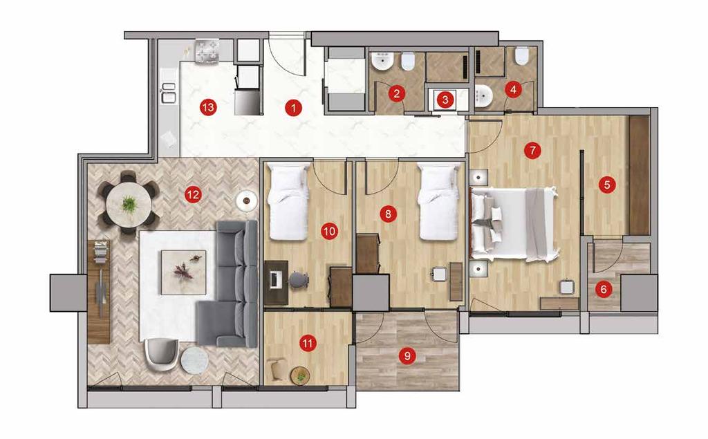 8 m² 9 Salon 36.5 m² 4 Ebeveyn Banyo 3.0 m² 11 Kış Bahçesi 4.7 m² 5 Giysi Odası 4.1 m² 10 Mutfak 11.7 m² 5 Giysi Odası 6.2 m² 12 Salon 28.5 m² Depo 3 2.5 m² 6 Eb.O.Balkon 2.