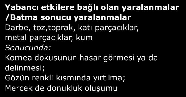 GÖZ KORUMA GÖZ KORUMA Kimyasal Hasar ve Yaralanmalar Sıvı kirlilikler, solventler, aerosollar, asitler, alkalik metal, kireç, çimento,