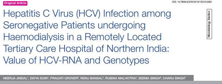 100 hastanın 30 unda anti HCV (+) Anti HCV (-) olanların 2 sinde HCV RNA (+) 20 sinde HCV RNA