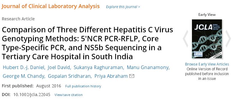 HCV genotipleri NS5B sekans 5 NCR PCR RFLP Kor spesifik PCR 1 15 15 14 3 71 67 71 4 7 7 7 6 7 1 4 Metodlar arasında %89 korelasyon 5 NCR PCR RFLP