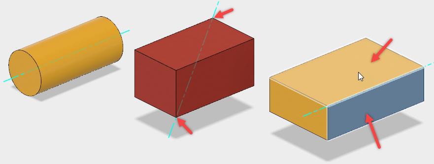 3.14.2. Eksen (Axis) Axis Through Cylinder / Cone / Torus: Dairesel bir forma göre eksen oluşturmak istenirse bir silindir, koni veya halka/simit eğimli yüzeyi seçilir.