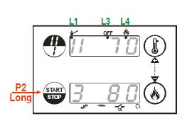 stale svieti led L1 Pracovný process je signalizovaný stálym svietením led L4 Modulácia a fáza pohotovosti je signalizovaná blikaním led L4 Fáza ukončovania