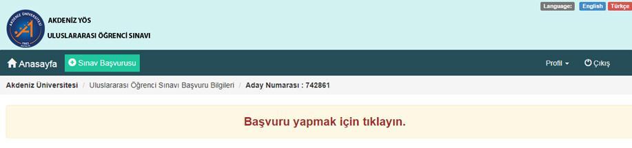 AKDENİZ ÜNİVERSİTESİ ULUSLARARASI ÖĞRENCİ SINAVI (AKDENİZ YÖS) 2 1 3 Başvuru Süreci 3 aşamadan oluşmaktadır. Aşağıdaki aşamalara göre başvuru işlemlerinizi tamamlayabilirsiniz: 1.