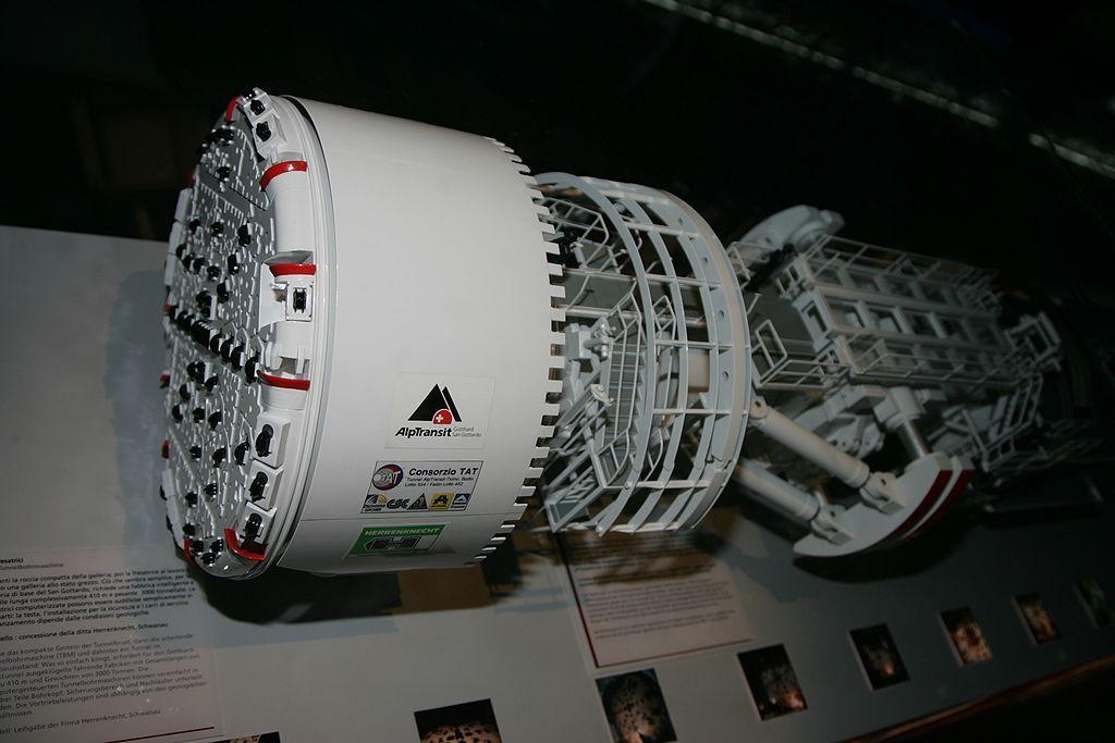 Model of a tunnel boring machine.