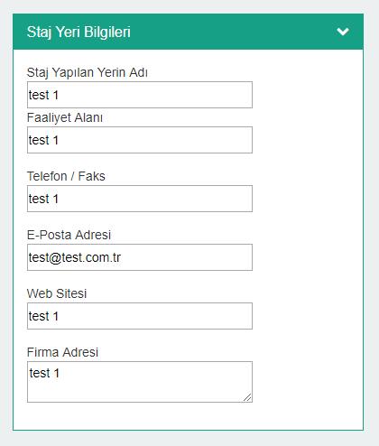 Sayfa 13/22 Şekil 7 Staj Başvuru Formu Staj Bilgileri Öğrencinin staj başvuru formunu doldururken girmesi gereken diğer staj bilgileri.