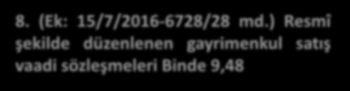 KAT KARŞILIĞI İNŞAAT Sözleşmenin maliyetleri Damga Vergisi 8. (Ek: 15/7/2016-6728/28 md.