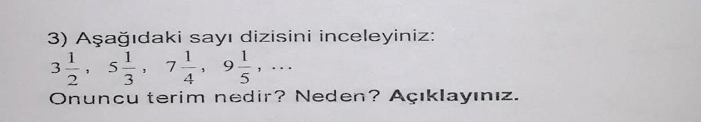 Şekil 4.6: Ö50 verdiği cevap. Matematiksel düşünme testinin tümevarım alt boyutunda yer alan ilk soruya Ö20 tarafından verilen yanıt şekil 4.7 de gösterilmiştir. Şekil 4.