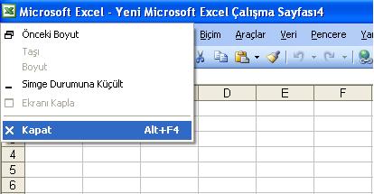Excel Nasıl Kapatılır? 1.