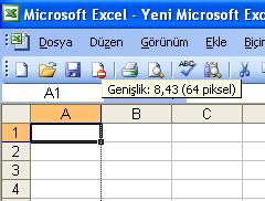 Satır-Sütun Boyutlandırılması Sütun genişliğini ayarlamak için: 1.