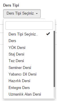 Derslerin Açıldığı Birim, Birim ağacından seçilir. Derslerin açıldığı Yıl-Dönem seçimi yapılır.