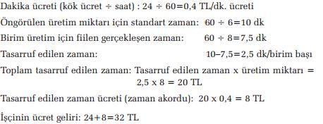 Zaman Akort Sistemi Aynı örneği zaman akordu kullanarak hesapladığımızda, önce ne kadar