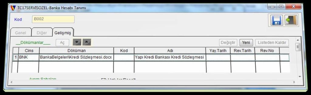 Banka hesapları için doküman bağlantısı Banka kayıtları için doküman Vio bağlantısı /Banka/Banka Hesap/Banka Hesap Listesi adımında seçilen banka kaydının detay bilgileri için açılan Banka Hesabı