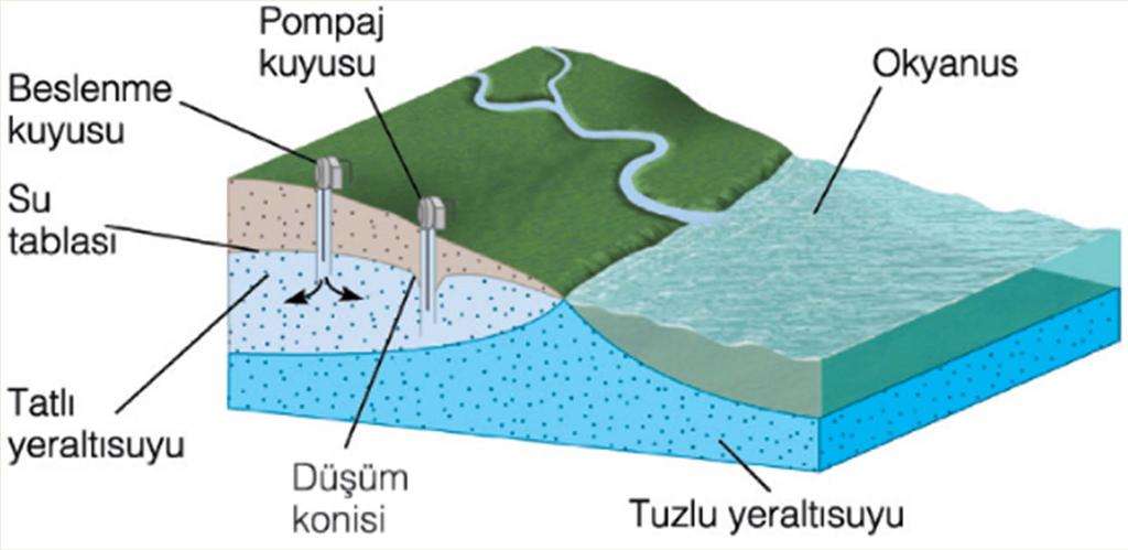 Suyun beslenme kuyularından pompalanma ile tekrar yeraltısuyu sistemine verilmesi, tatlı yeraltısuyu