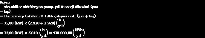Hem kış aylarında (2 adet kojen ceket suyu atık ısısı kullanılırken) hem de yaz aylarında (3 adet kojen ceket suyu atık ısısı kullanılırken)
