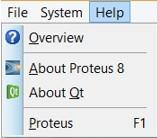 Şekil 1-10: Help menüsü About Proteus 8: Proteus programının versiyonu, lisans, boş hafıza ve işletim sisteminiz hakkında kısaca bilgi veren bir pencere karşınıza gelir.