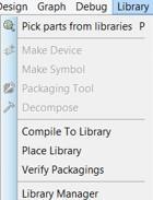 Şekil 2-36: Library menüsü Şekil 2-37: Kütüphaneden eleman çağırma Pick parts from libraries: Kütüphanede bulunan mevcut eleman kılıflarını seçilen özellikler çerçevesinde ismi ile çağırarak, seçilen