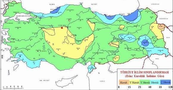Türkiye de kuraklık Türkiye de alansal ve zamansal olarak, yağış dağılışının büyük farklar barındırması normal değerlerinde seyreden yağışlarda bile kurak ve yarı kurak alanlar ve zaman dilimleri