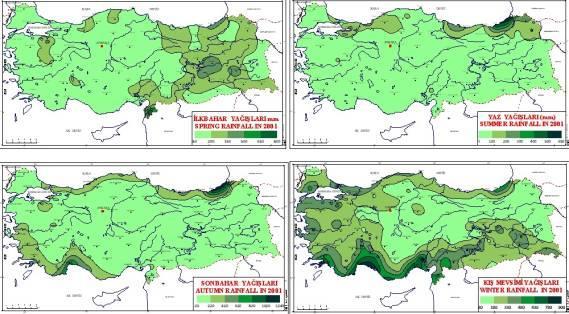 Türkiye de 640mm civarında olan yıllık ortalama yağışın önemli bir kısmı kış mevsiminde düşmektedir. Bununla birlikte kaydedilen yağış çoğunlukla yağmur şeklindedir.