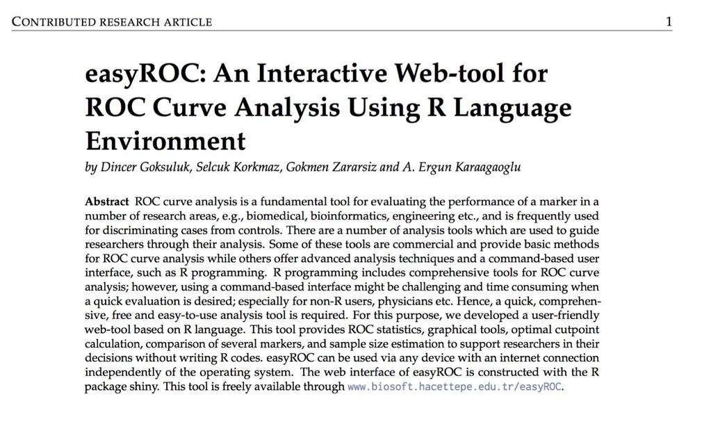 easyroc: web-tabanlı ROC analiz aracı