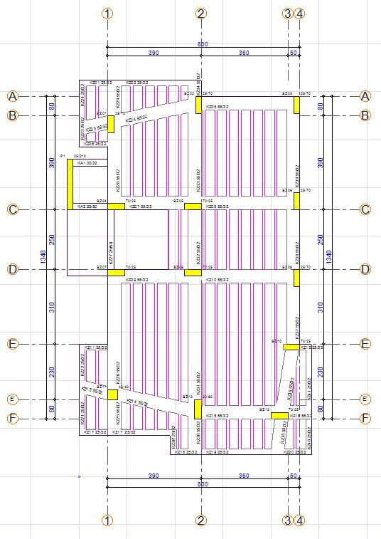 Şekil 2. 3 Katlı ve asansör perdesi eklenmiş yapı örneğinin kalıp planı ve 3 boyutlu görüntüsü Tablo 3a.