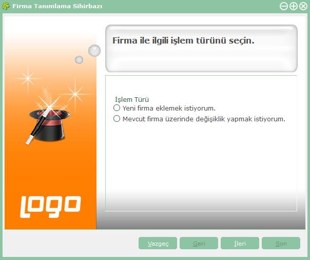 Firma Tanımlama Sihirbazı Kurulum sihirbazı ile firma, dönem, ambar, kullanıcı ve terminaller kullanıcı tarafından seçilecek kurulum aşaması dikkate alınarak oluşturulur.