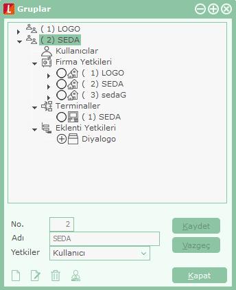 Gruplar Aynı organizasyonel yapı içinde yer alan kullanıcılar belli gruplarda toplanarak çalışma şekilleri ve yetkileri belirlenir. Bir kullanıcı yaptığı işlere göre değişik gruplarda yer alabilir.