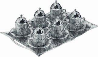 241-K Yonca Dikdörtgen 6 lı Kahve Seti / Clover Coffee Set for 6 Person Koli Adedi / Box