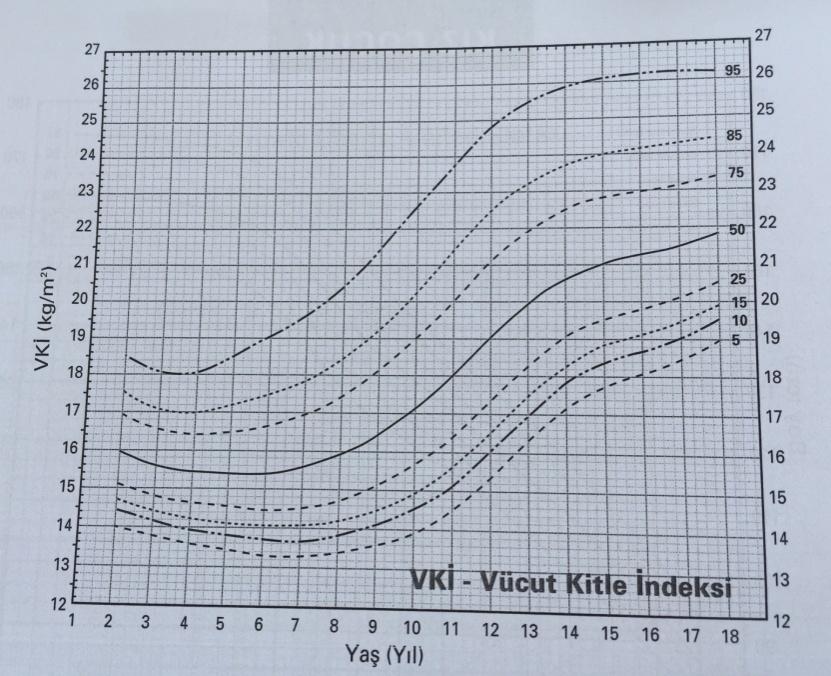 Vücut kitle indeksi KIZ ÇOCUK Ağırlık (kg)/ boy (m) 2
