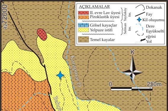 11 Şekil 2.4 Yaylaköy civarının jeoloji haritası.