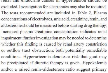 Yaşlı ve hipertansif hastalarda rutin klinik muayenede, Renal ve Endokrin nedenler dışlanmalı, Uyku-apnesi