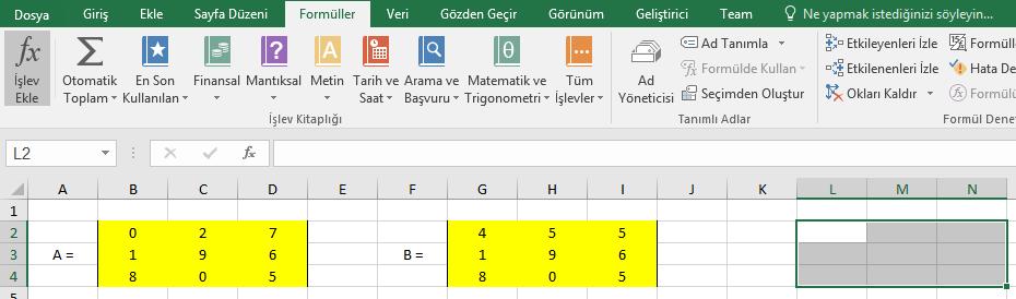 MATRİS İŞLEMLERİ İki Matrisin