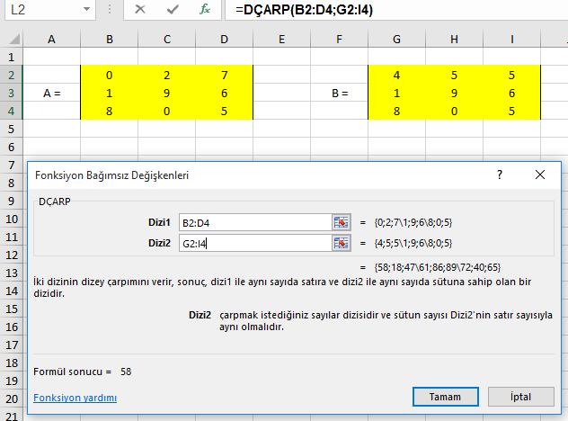 MATRİS İŞLEMLERİ İki Matrisin