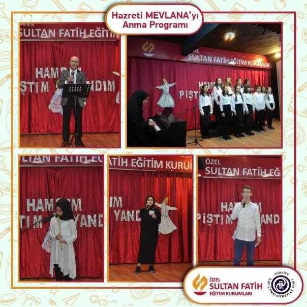 Sultan Fatih Ortaokulu Türkçe zümresi tarafından düzenlenen Hz. Mevlana'yı anma programı 6.sınıf öğrencilerimize sunuldu.