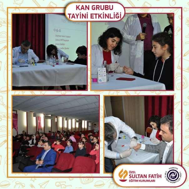 Özel Sultan Fatih Ortaokulu 6. sınıf öğrencileri Fen Bilimleri dersinde kan grubu tayini yaptılar.