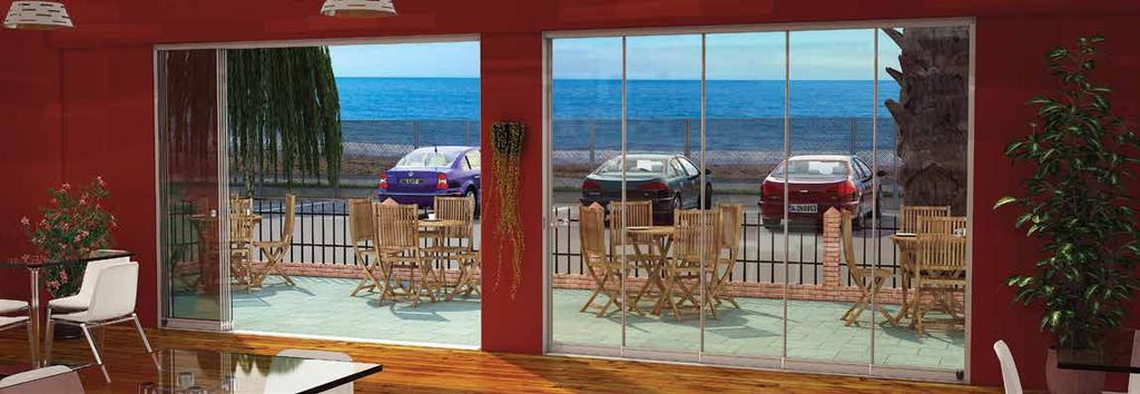 SCS-L Sürme Eşiksiz Cam i Özellikle mekanların kısıtlı olduğu mağaza, restaurant, cafe, otel, ofis bölümleri ve toplantı salonları benzeri yapılar için tasarlanan Sürme ler, normal açılımlara olanak