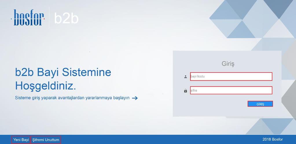 2.KULLANIM Bosfor Tiger Bayi Yönetim Sistemi ne giriş yapmak için tarayıcı üzerinden ilgili adrese erişilir.