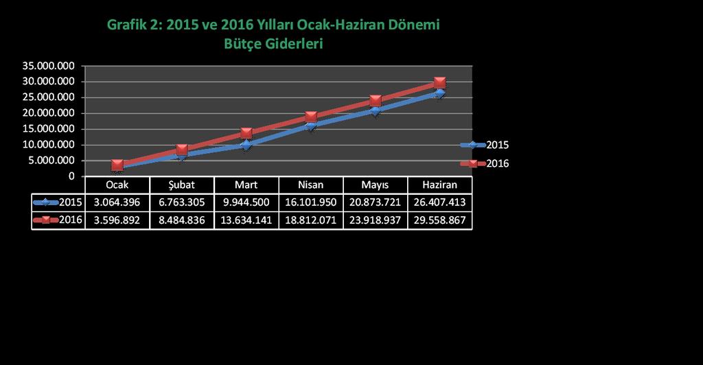 01-Personel Giderleri: 2015 yılının Ocak- Haziran döneminde 13.032.398 TL olan personel giderleri, 2016 yılının aynı döneminde %17 artışla 15.220.156 TL. olmuştur.